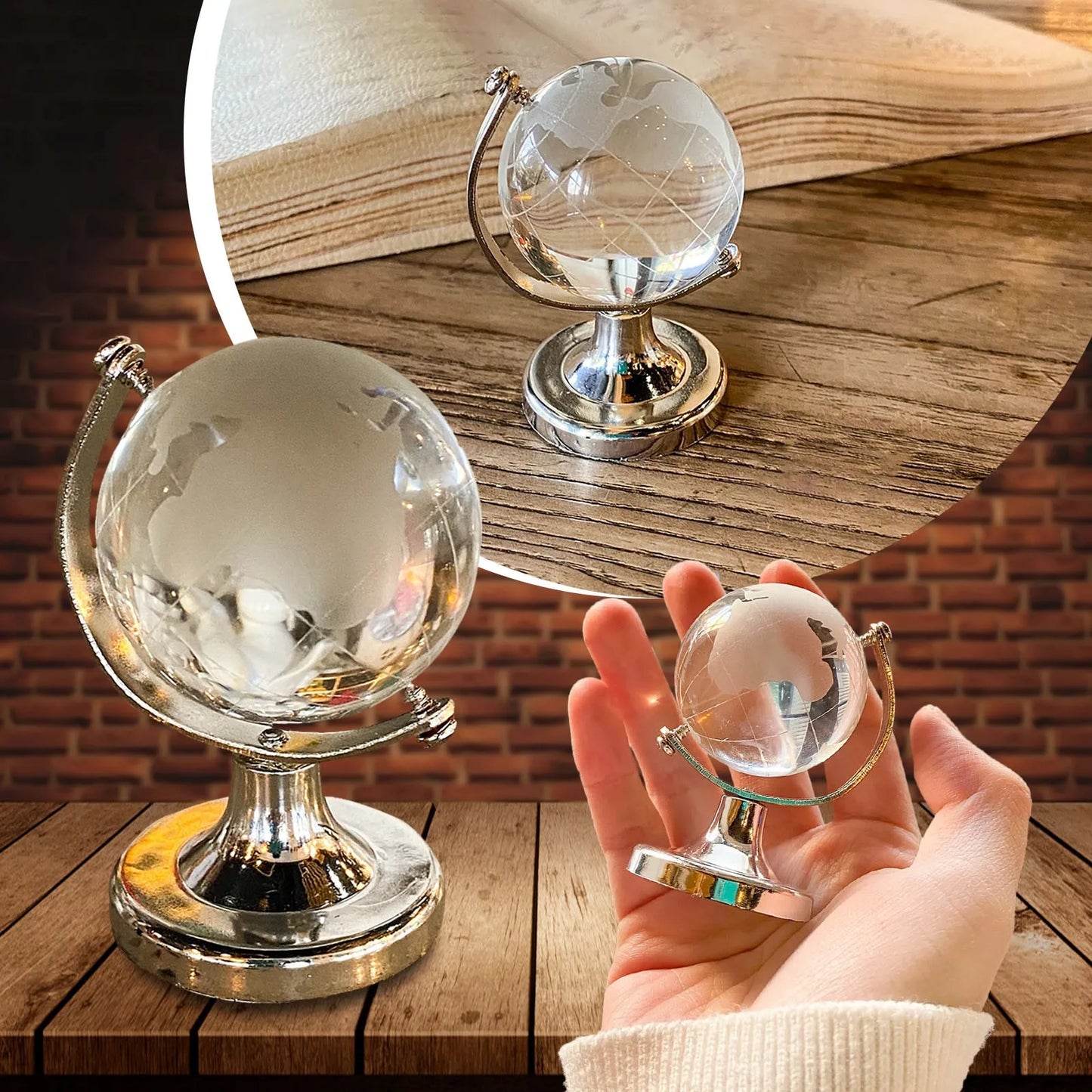 Home Decor Globe Desktop Figurines Home Decor Mini Crystal Home Ornament Desk Ornament Crafts Ornament for Desktop Decorations
